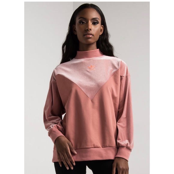 Adidas Mock Neck Sweatshirt Velvet Crew 